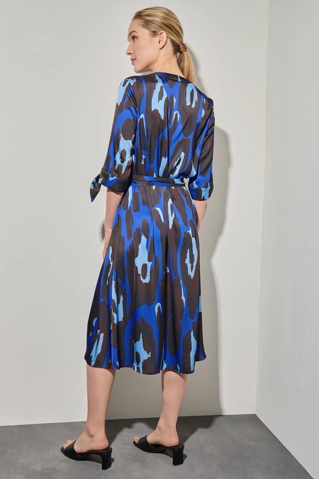 Abstract Animal Crepe de Chine Midi Dress