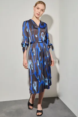 Abstract Animal Crepe de Chine Midi Dress