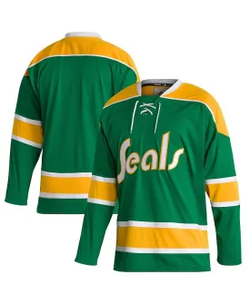 adidas Men's Green Authentic Blank Jersey California Golden Seals Team Classics Green