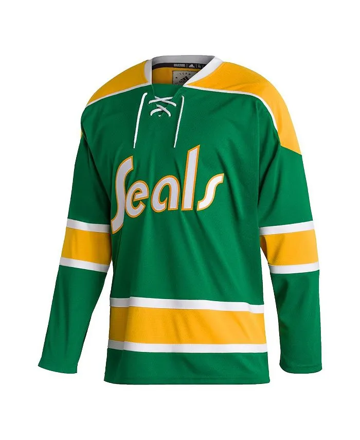 adidas Men's Green Authentic Blank Jersey California Golden Seals Team Classics Green