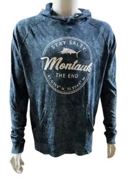 Adult Unisex Light Weight Montauk The End Stay Salty 50/50 Long Sleeve Hooded Pullover