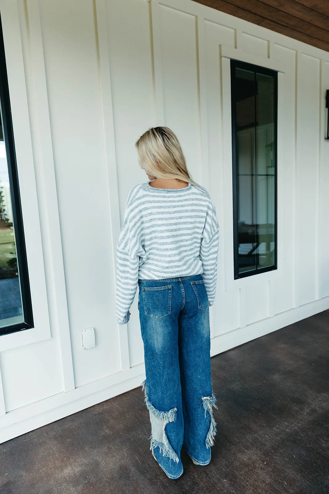 Alfie Striped Cardigan - Ivory/Heather Grey