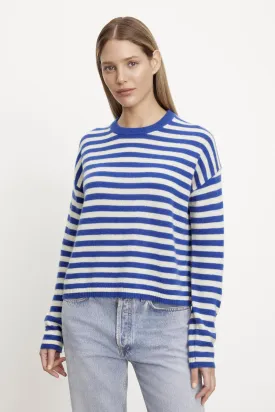 ALYSSA CASHMERE STRIPED CREW NECK SWEATER