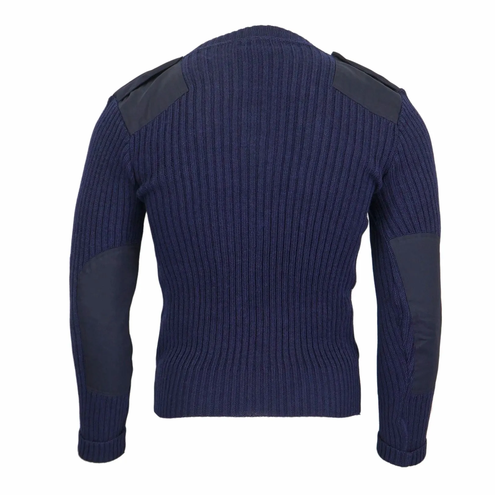 Balmoral Men Nato V-Neck Navy Ribbed Jumper 100% Wool