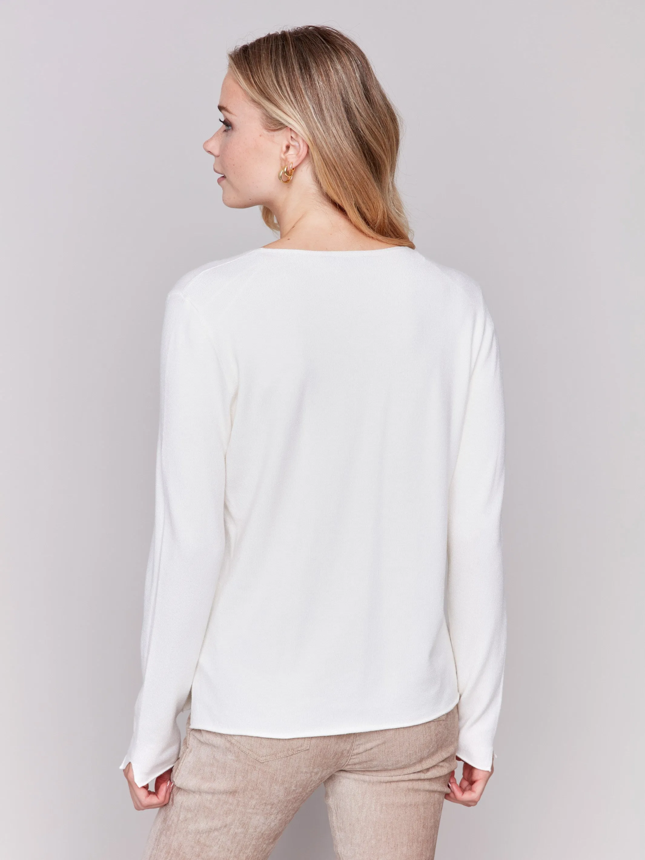 Basic V-Neck Sweater - Ecru