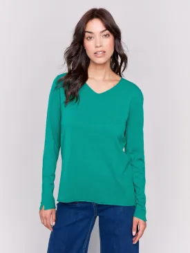 Basic V-Neck Sweater - Forest