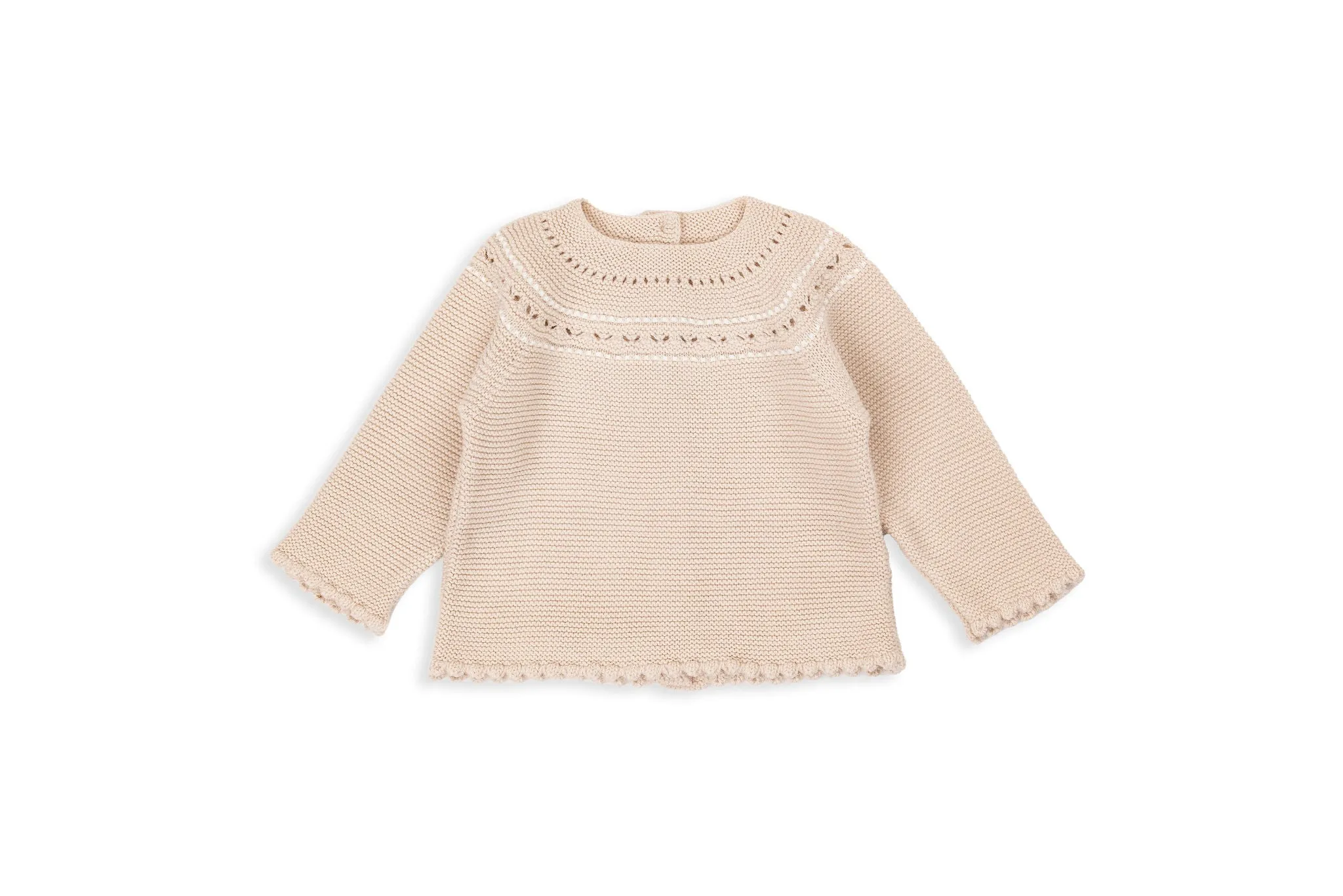 Beige Sand Ivory Three-Piece Knit Baby Set