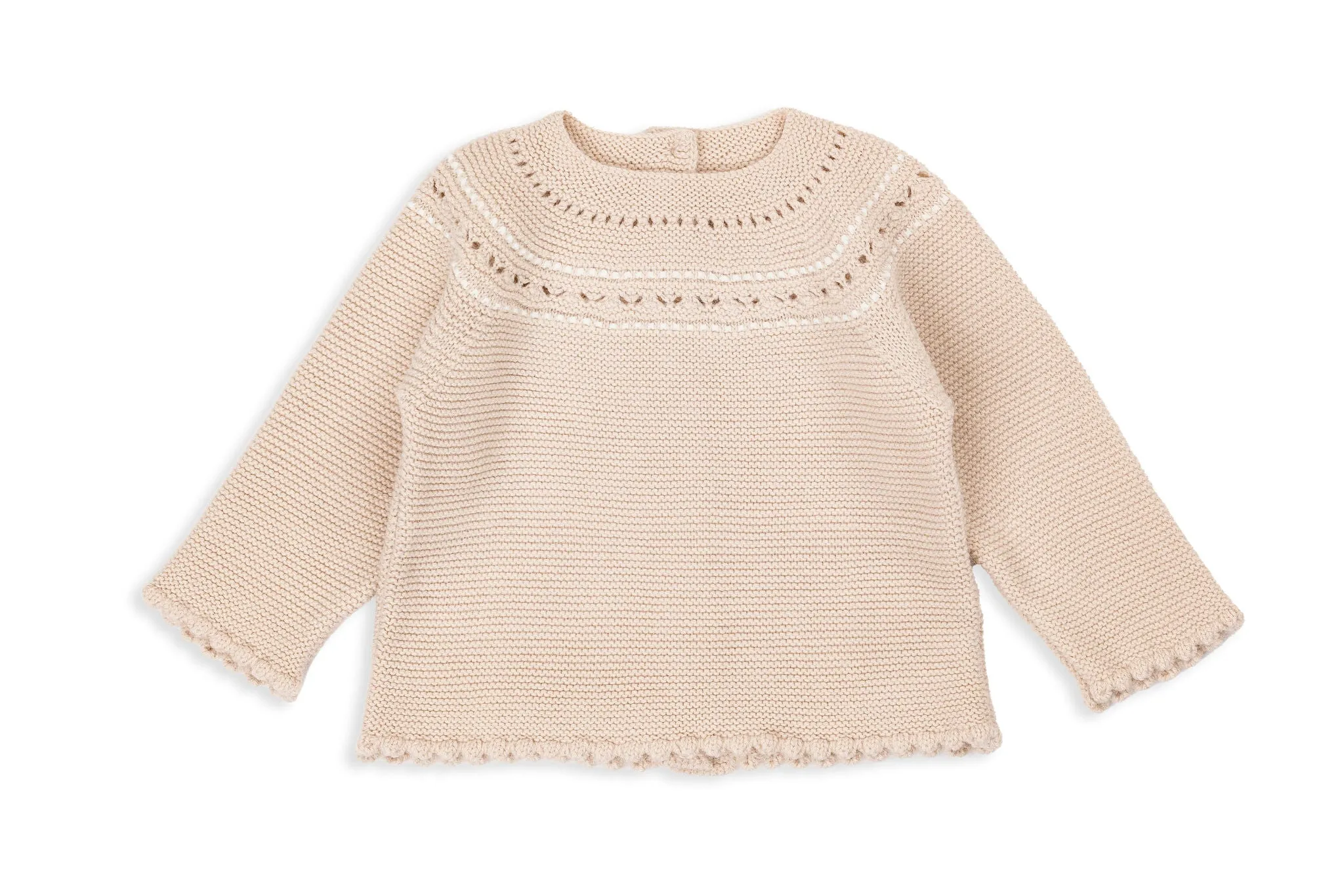 Beige Sand Ivory Three-Piece Knit Baby Set