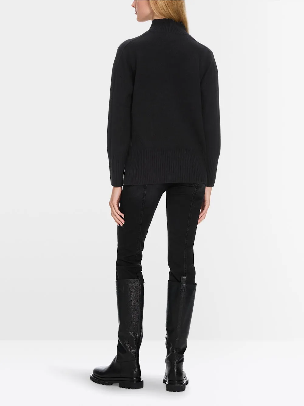 Black Cashmere Blend Polo Neck Sweater