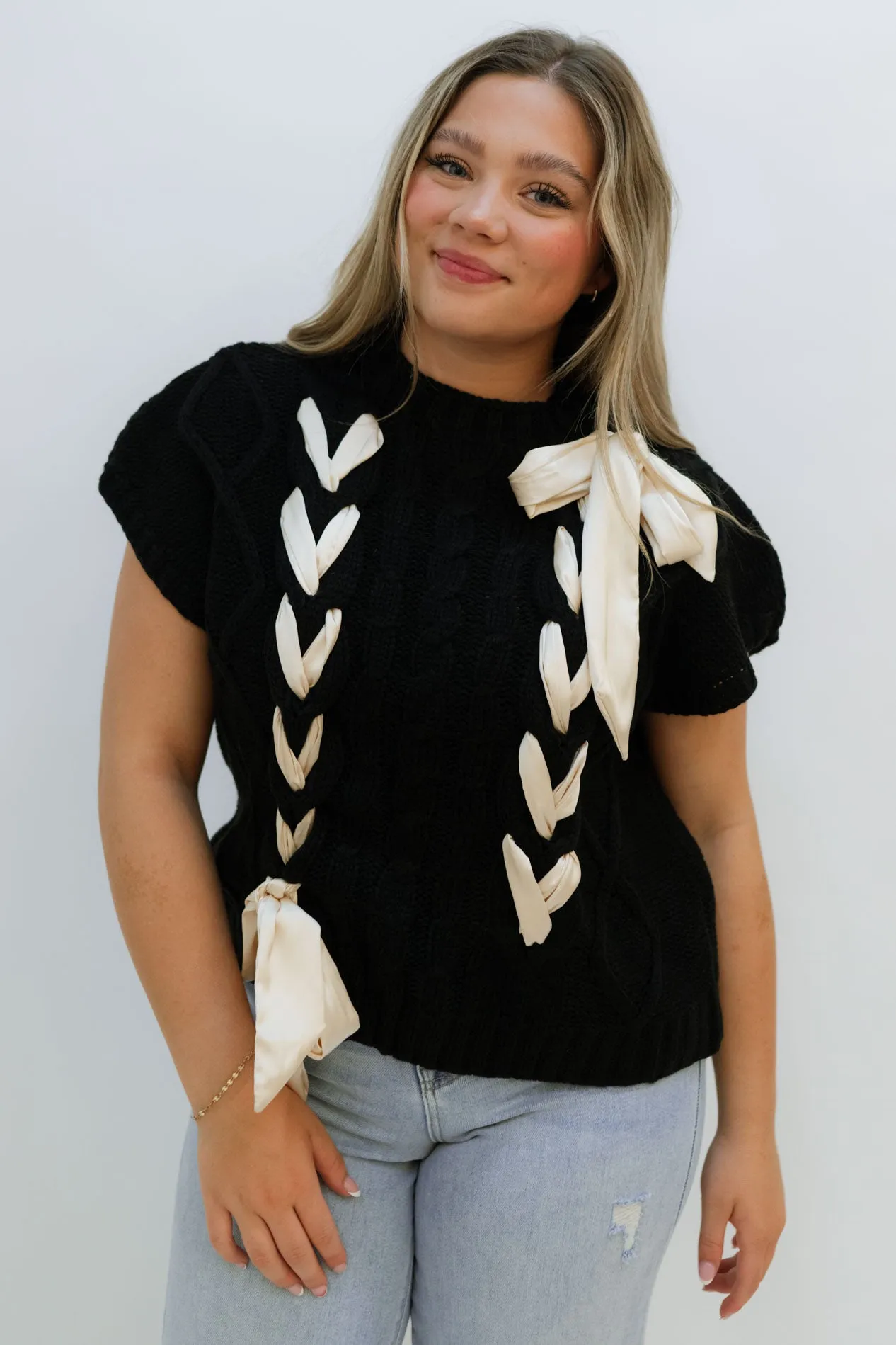 Blissful Bow Sweater - Black