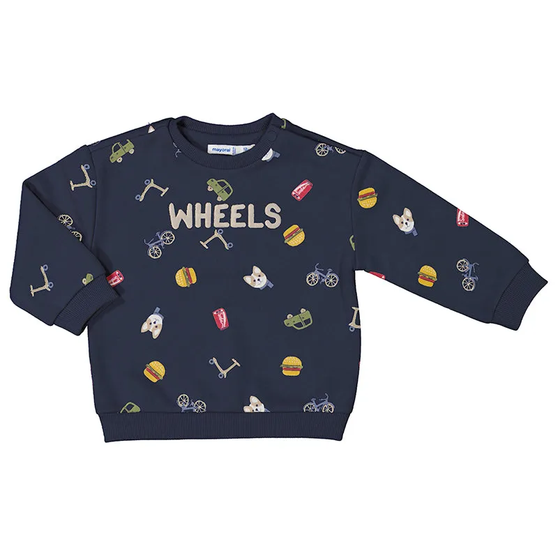 Boys Wheels Printed Pullover For Kids