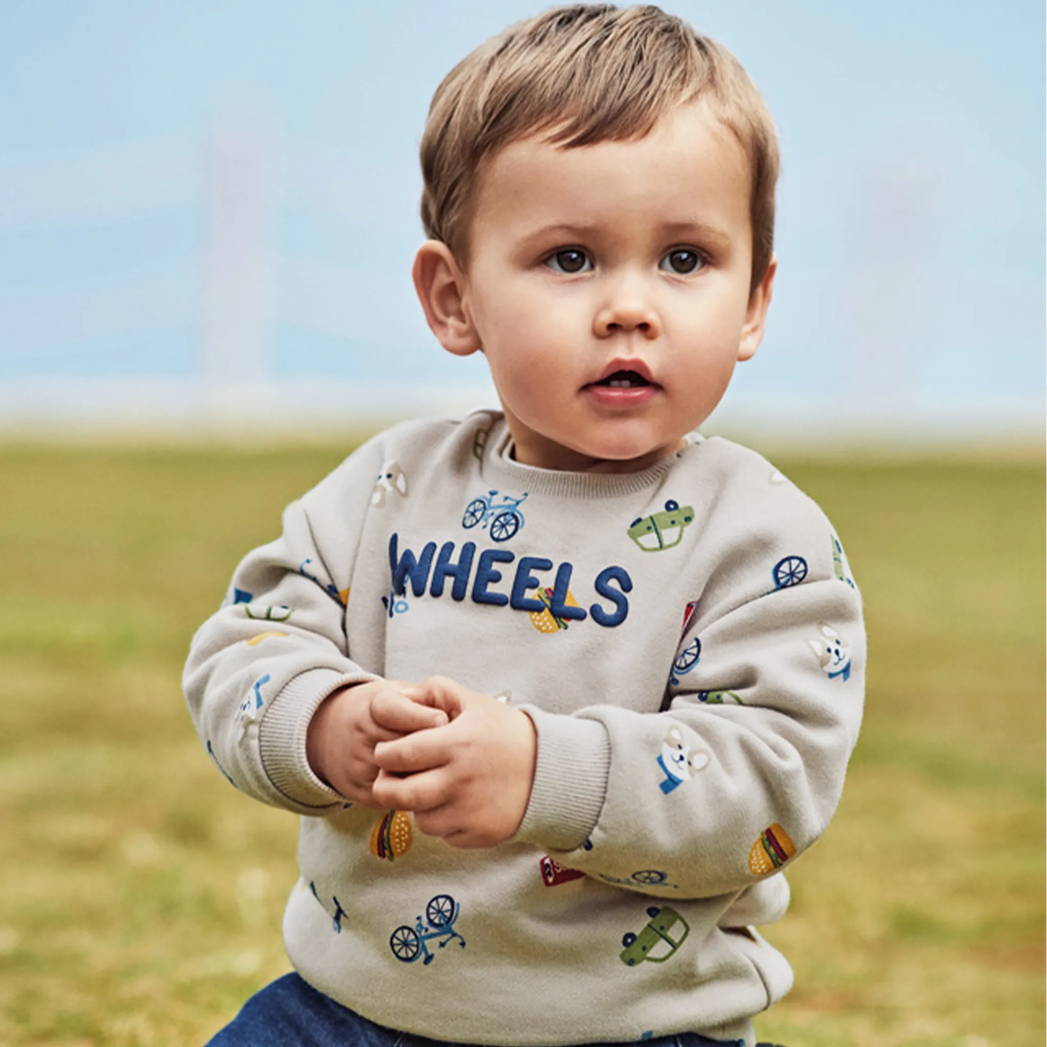 Boys Wheels Printed Pullover For Kids