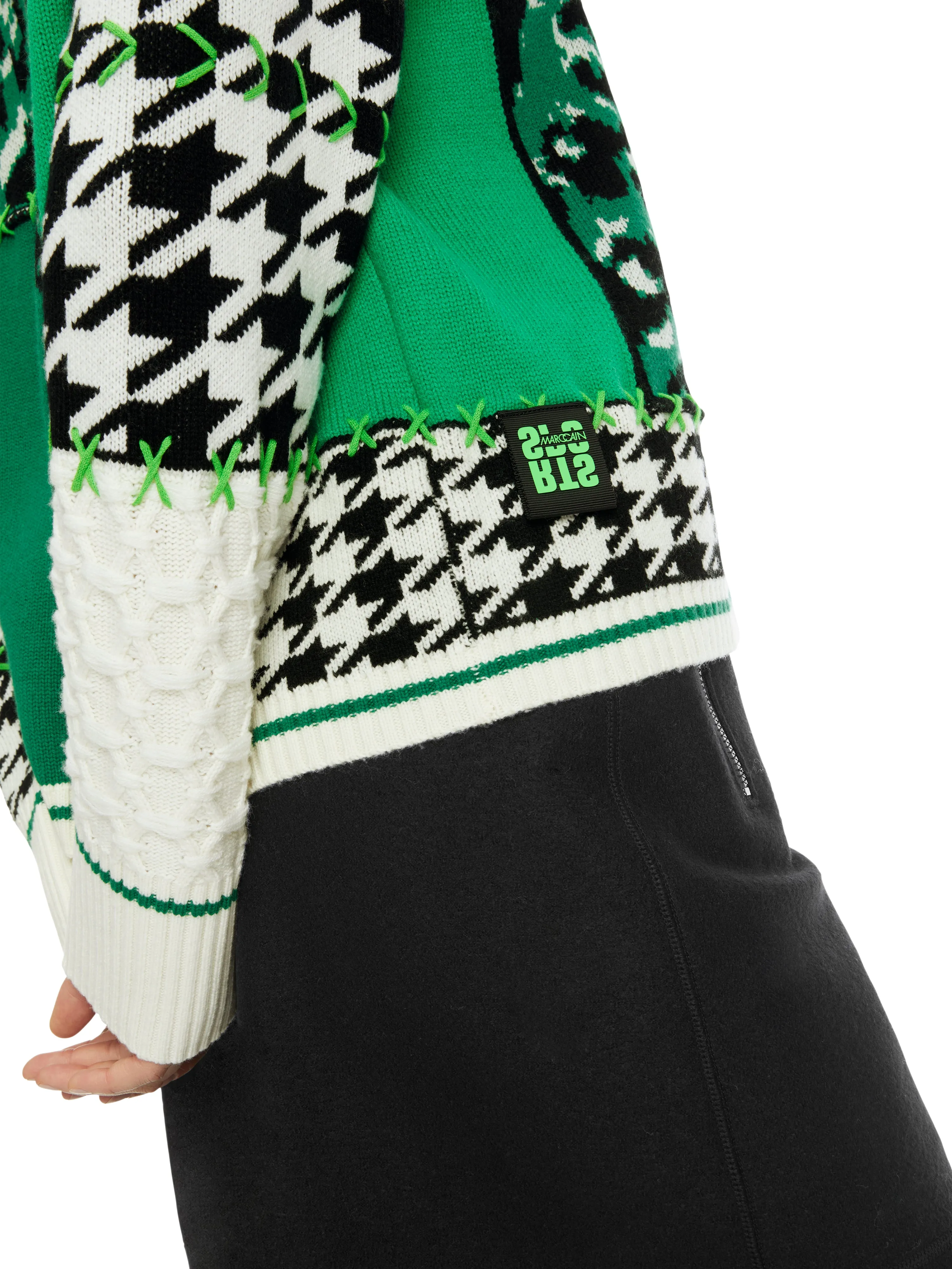 Brilliant Green Patchwork Wool Sweater