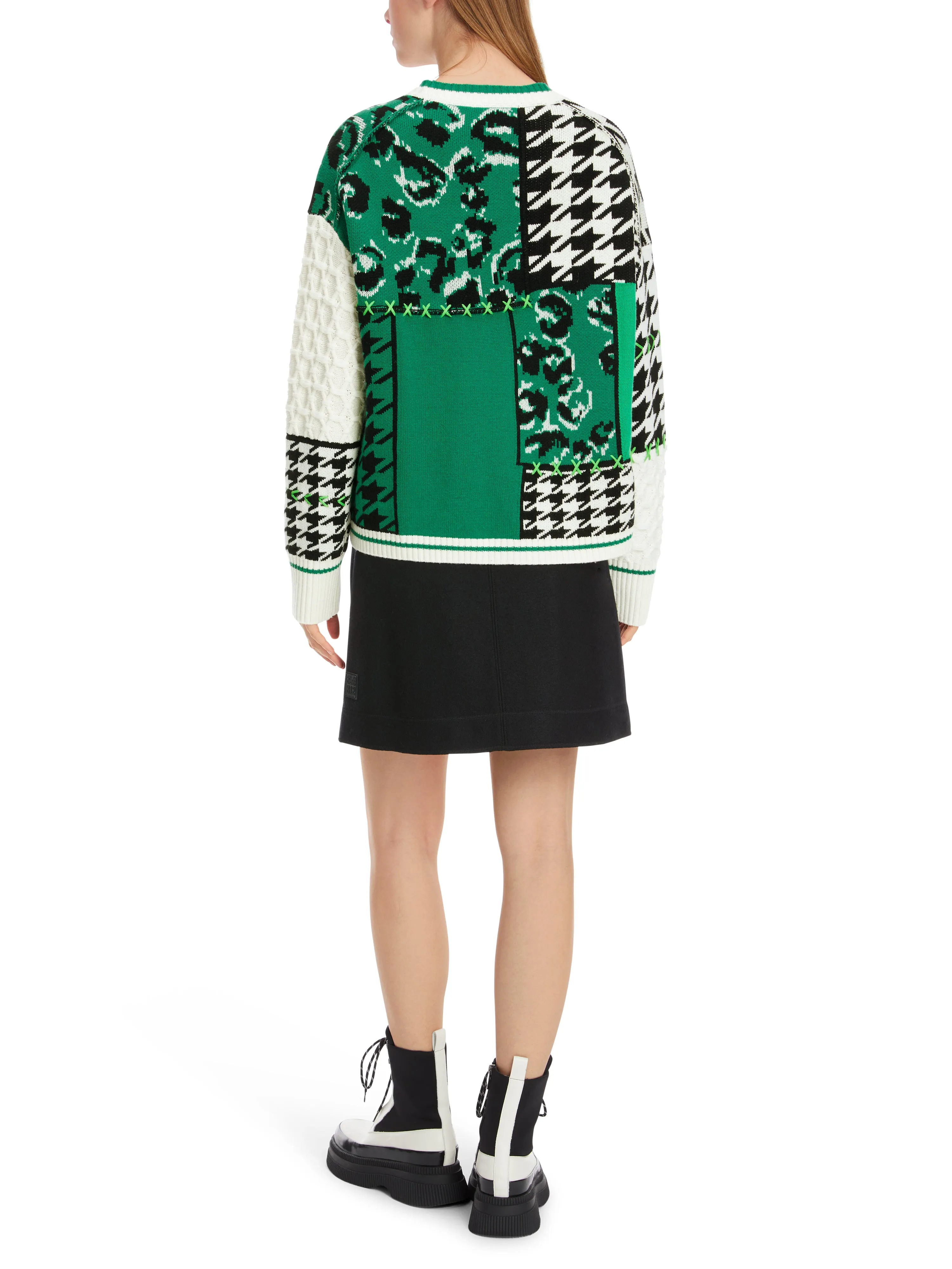 Brilliant Green Patchwork Wool Sweater