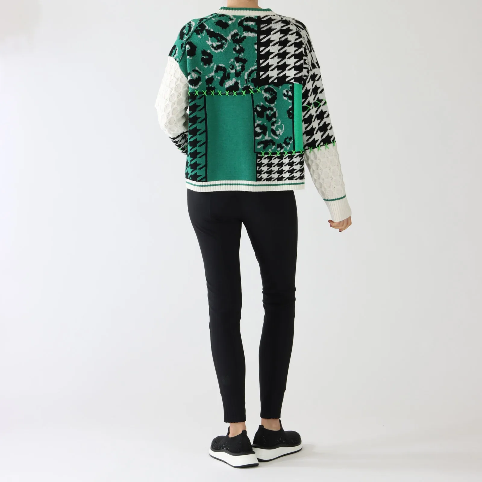 Brilliant Green Patchwork Wool Sweater