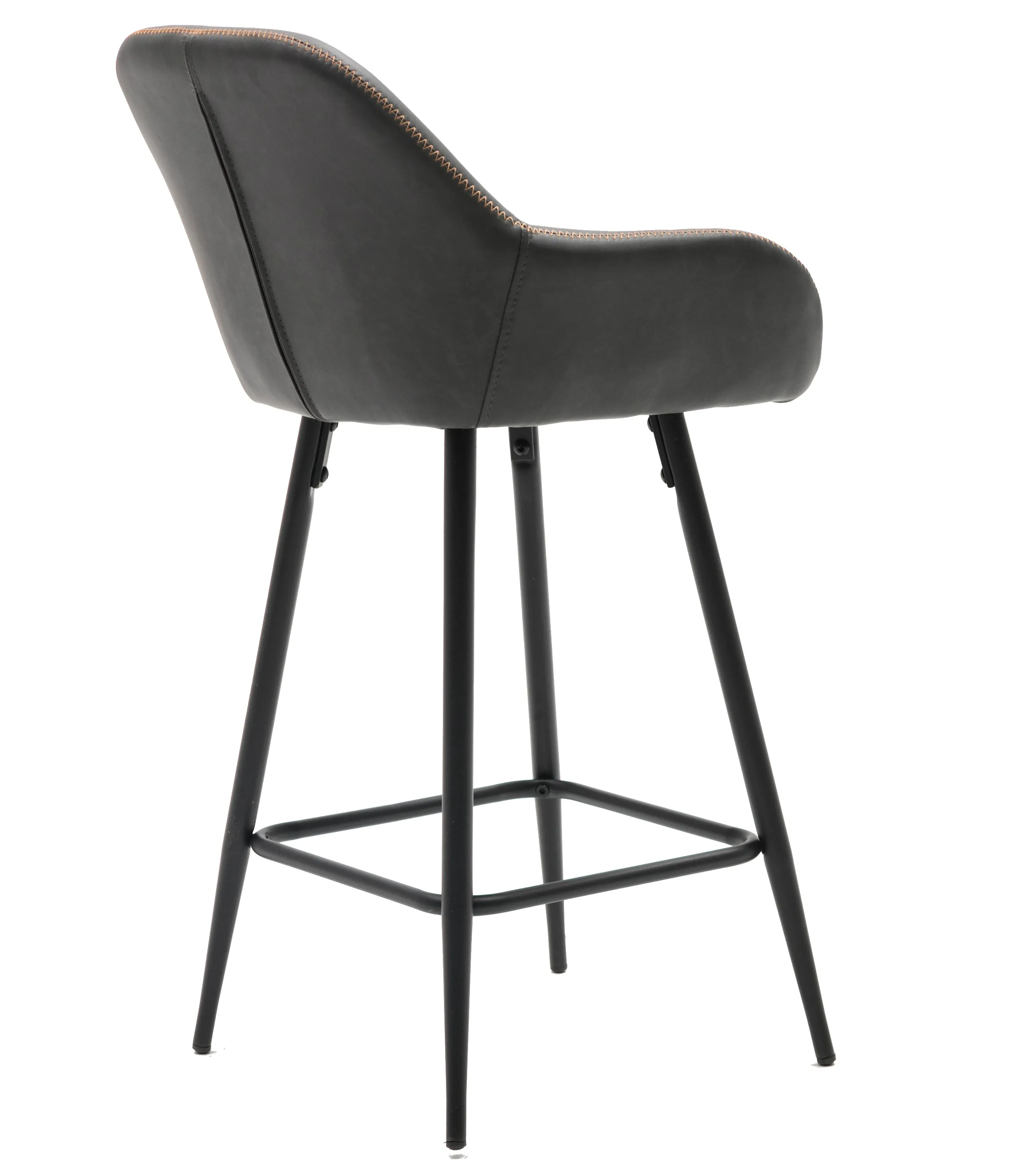 BTExpert Counter Height Barstools 25 inch Bucket Upholstered Dark Gray Accent Dining Bar One Chair