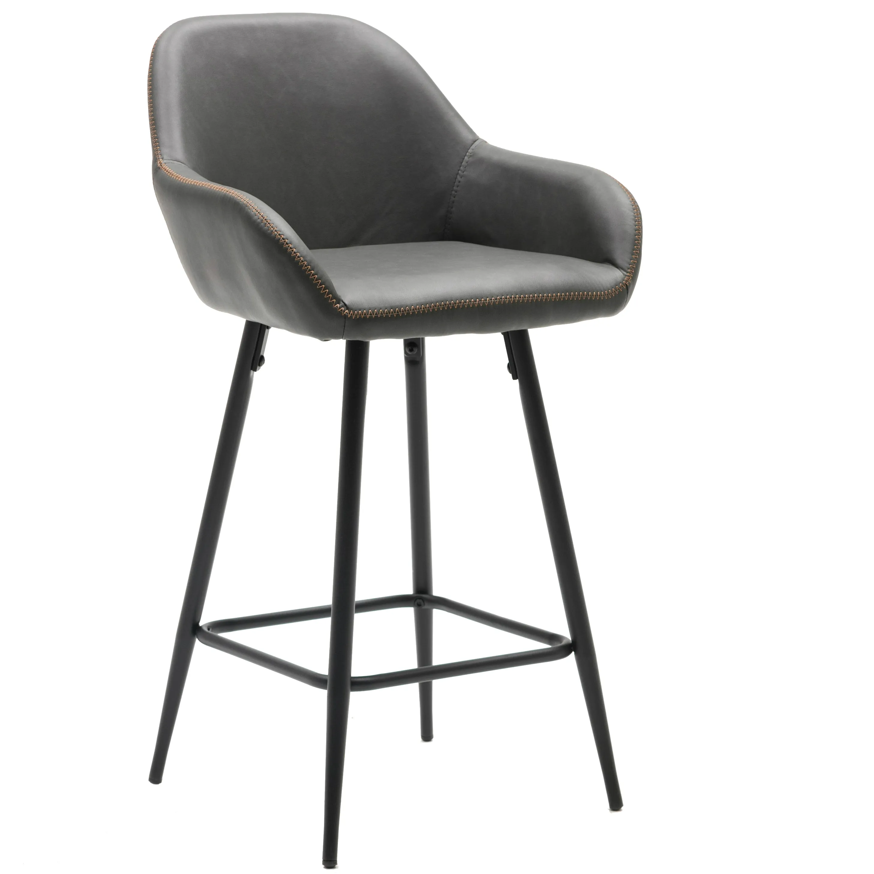 BTExpert Counter Height Barstools 25 inch Bucket Upholstered Dark Gray Accent Dining Bar One Chair