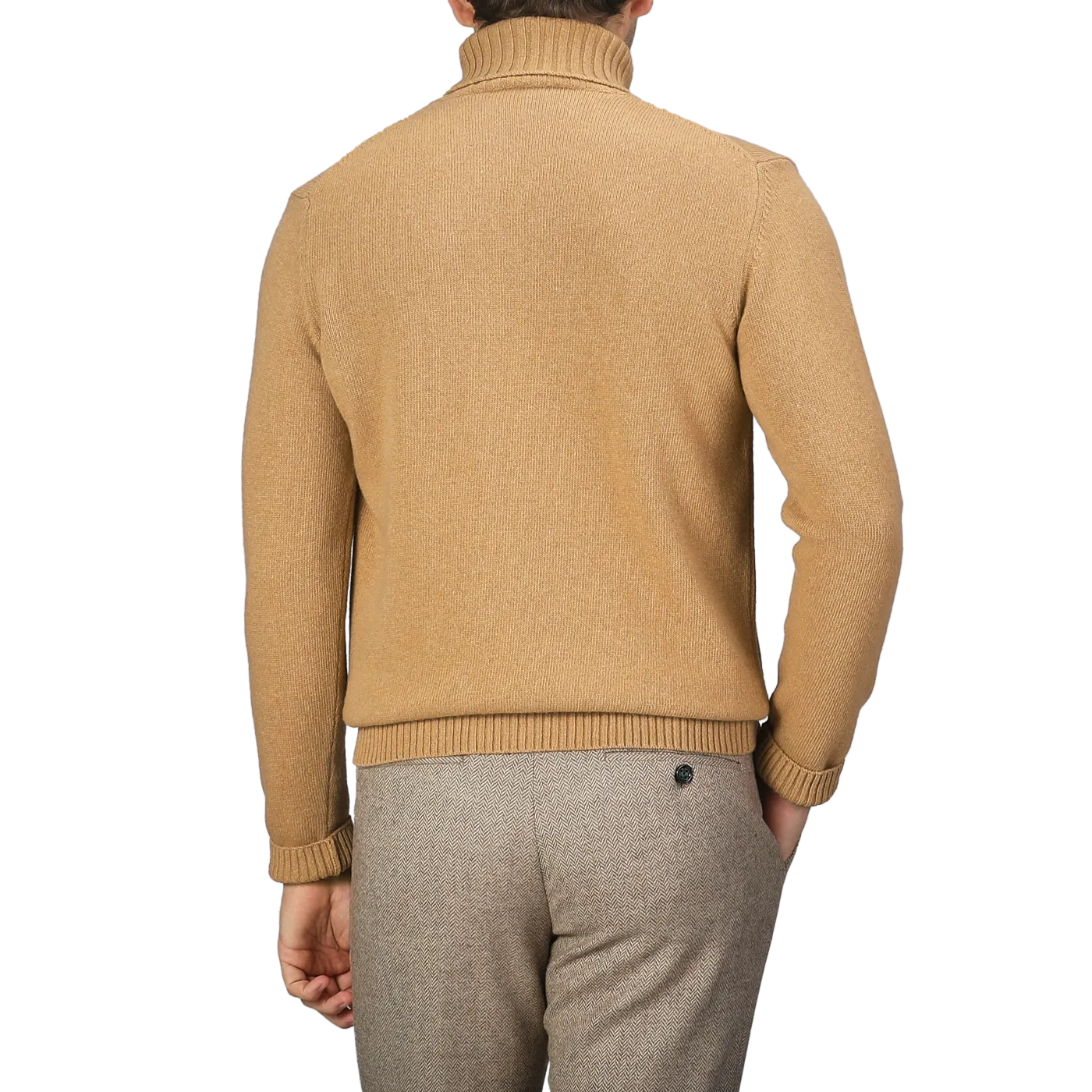 Camel Beige Heavy Wool Cashmere Rollneck