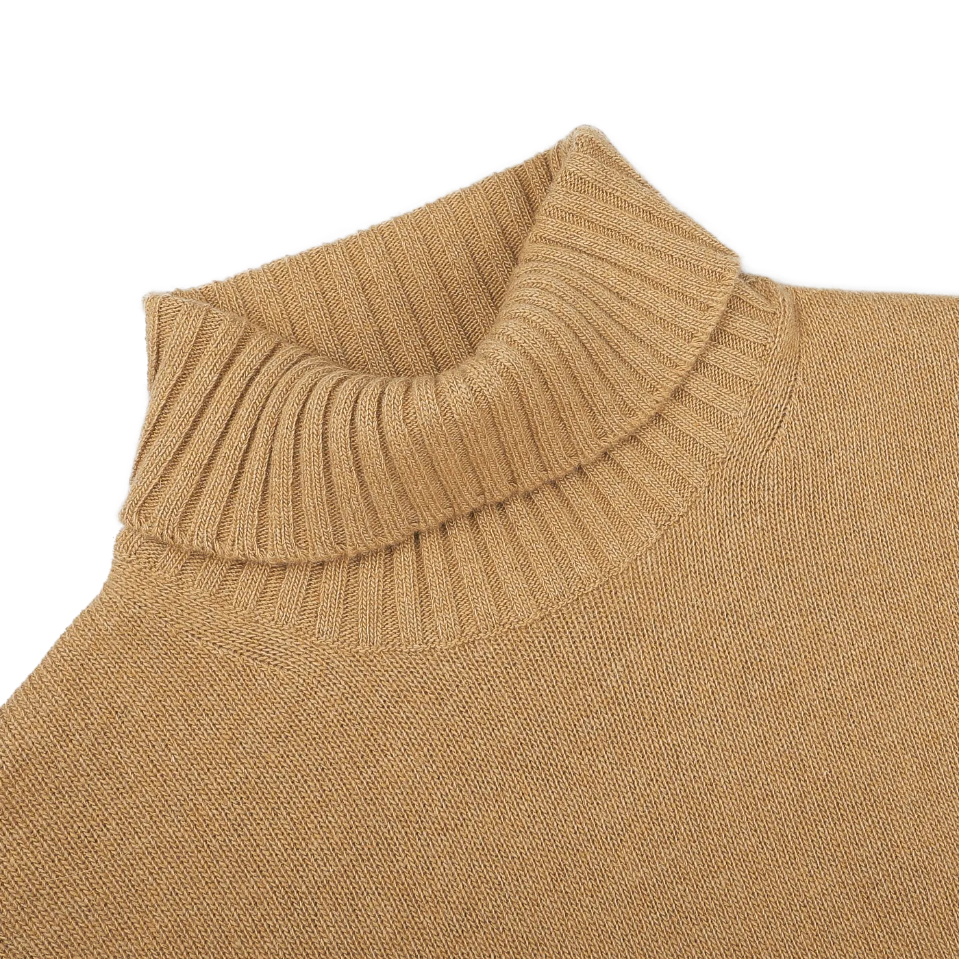 Camel Beige Heavy Wool Cashmere Rollneck