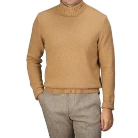 Camel Beige Heavy Wool Cashmere Rollneck