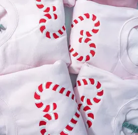 Candy Cane Heart Embroidered Pullover