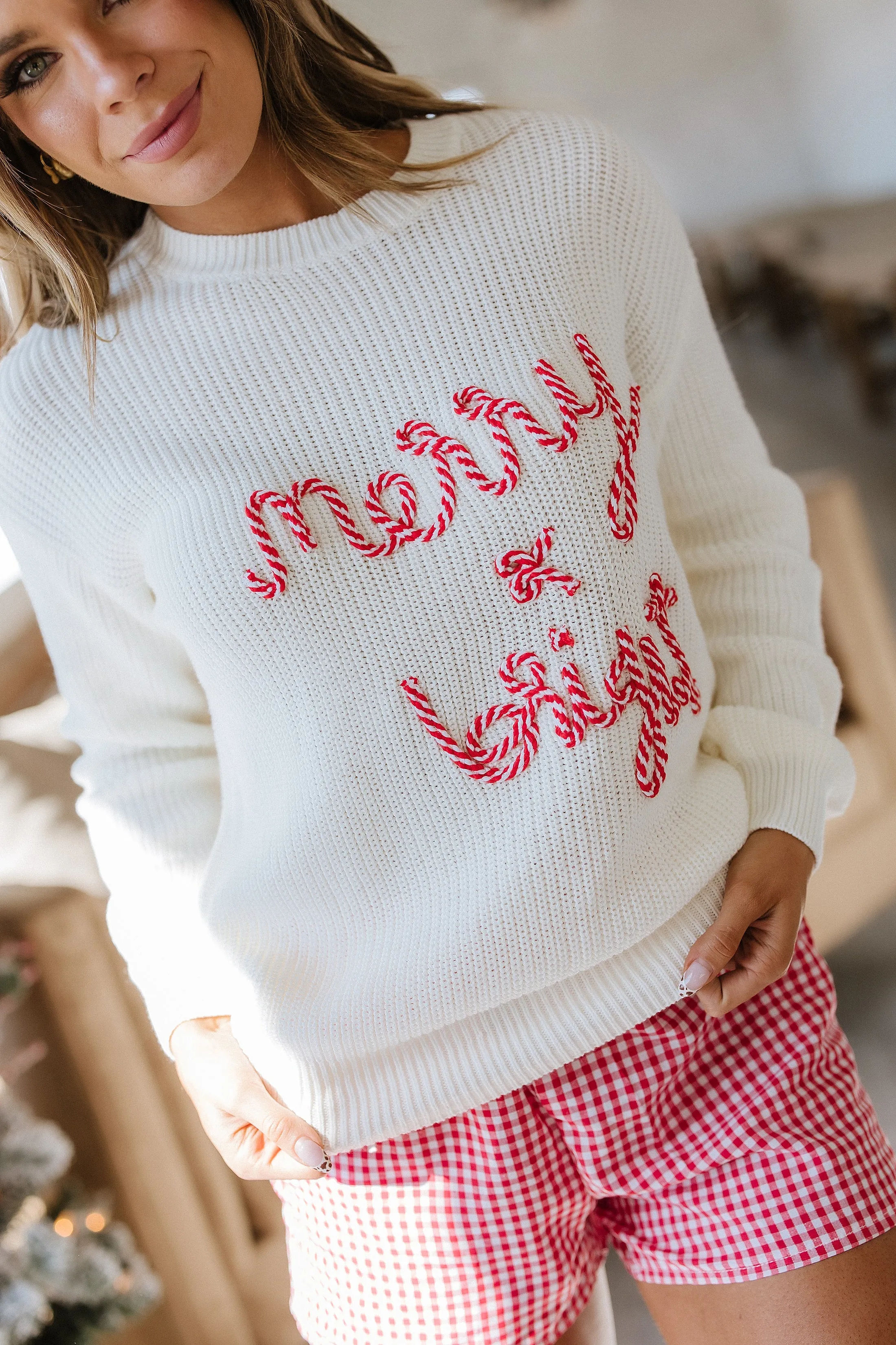 Candy Cane Merry & Bright Sweater | S-XL