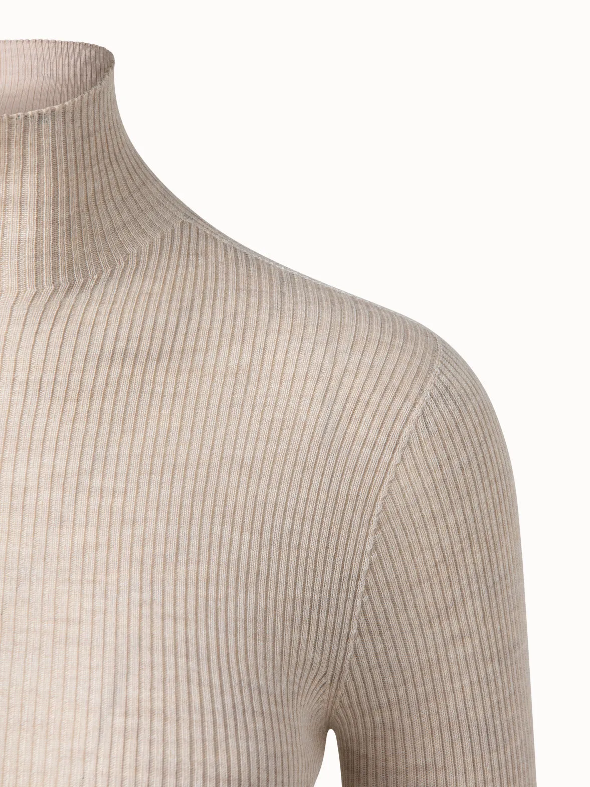 Cashmere Silk Fine Rib Mockneck