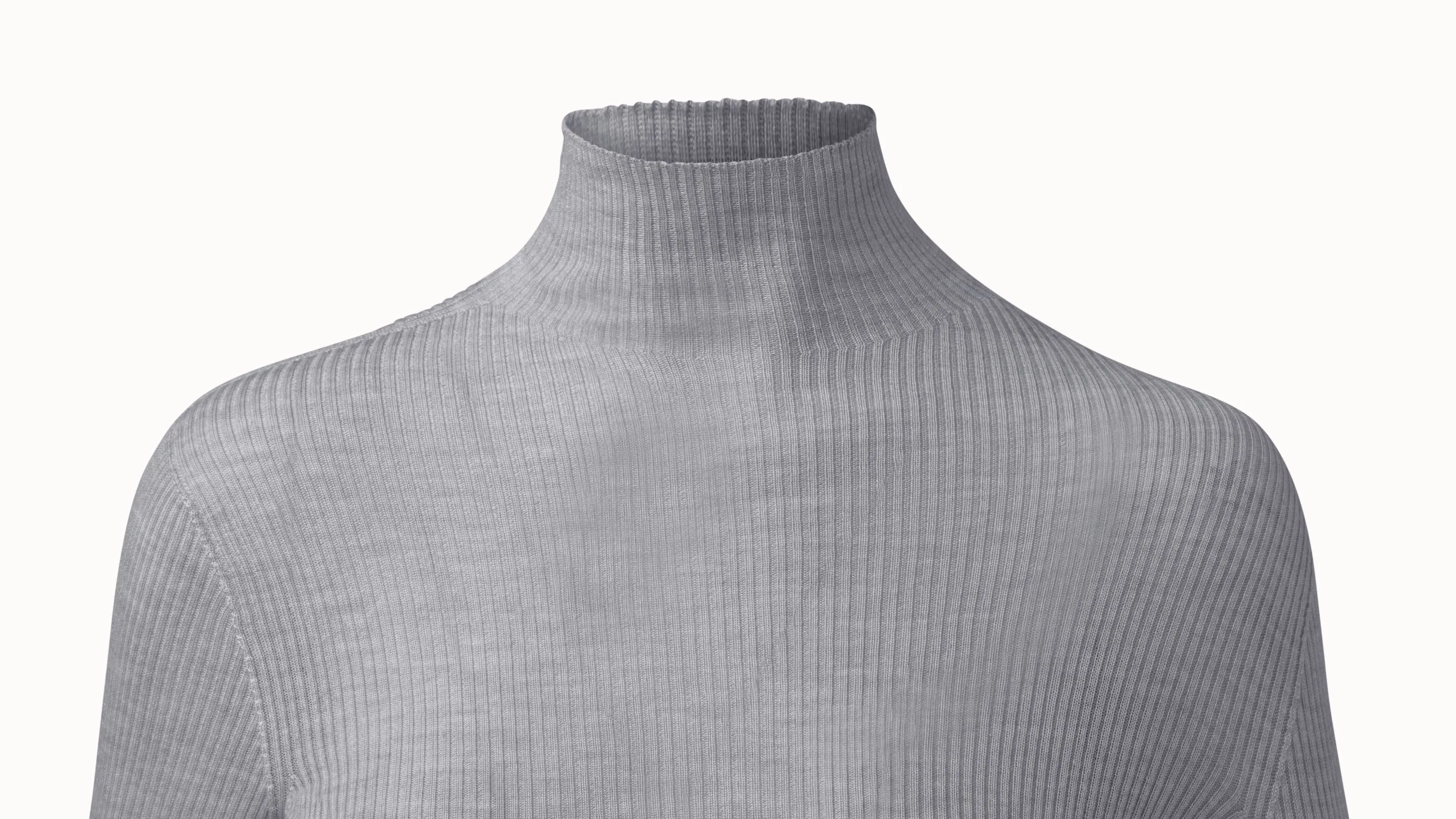 Cashmere Silk Fine Rib Mockneck