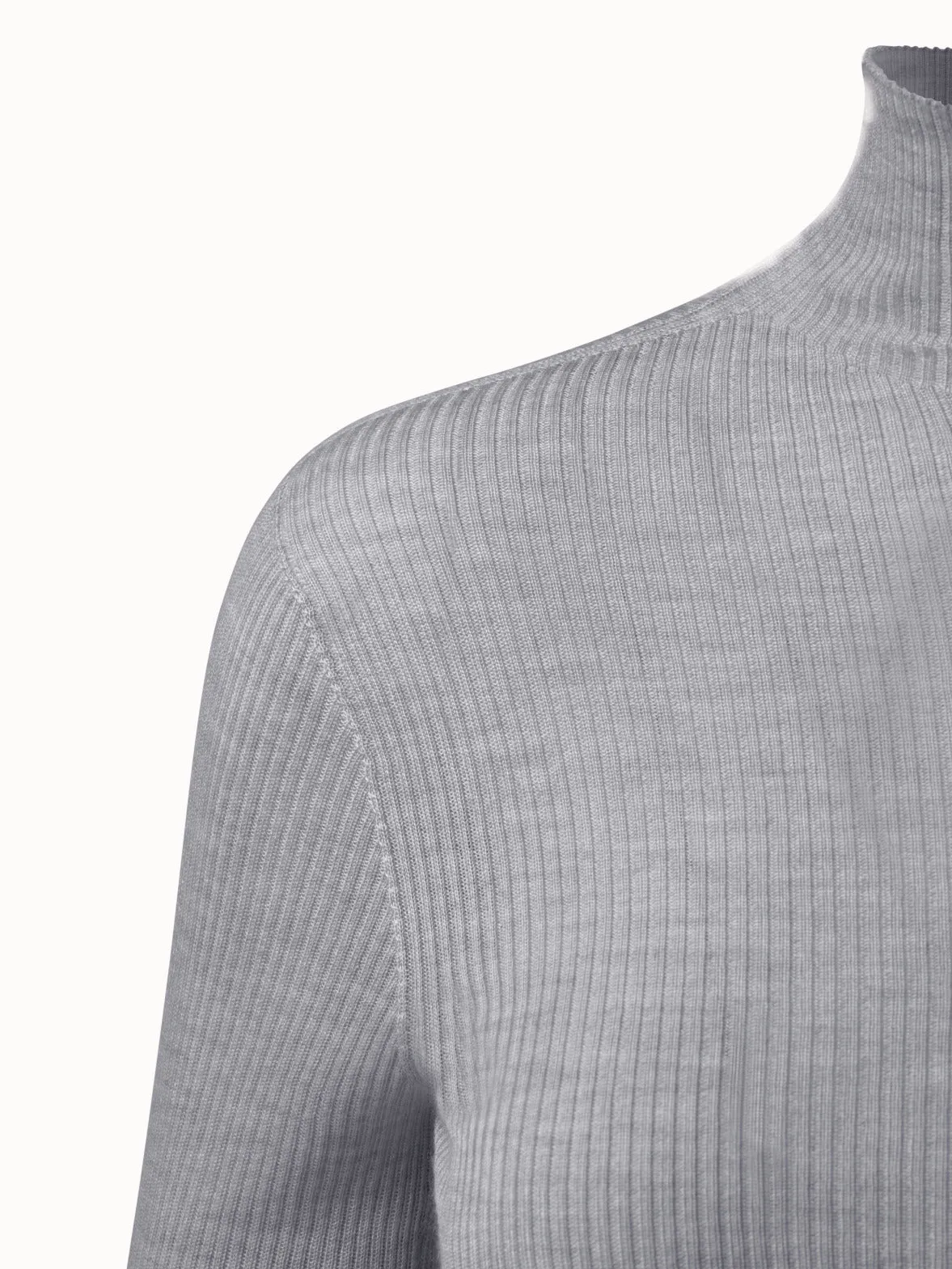 Cashmere Silk Fine Rib Mockneck