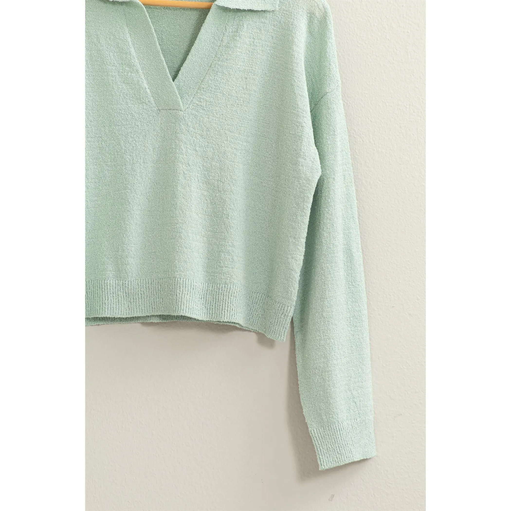 Collared Drop Shoulder Sweater Top