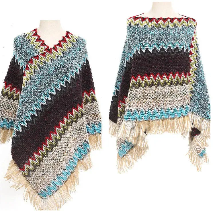 Colourful  Women's Ethnic Style Pullover Cloak