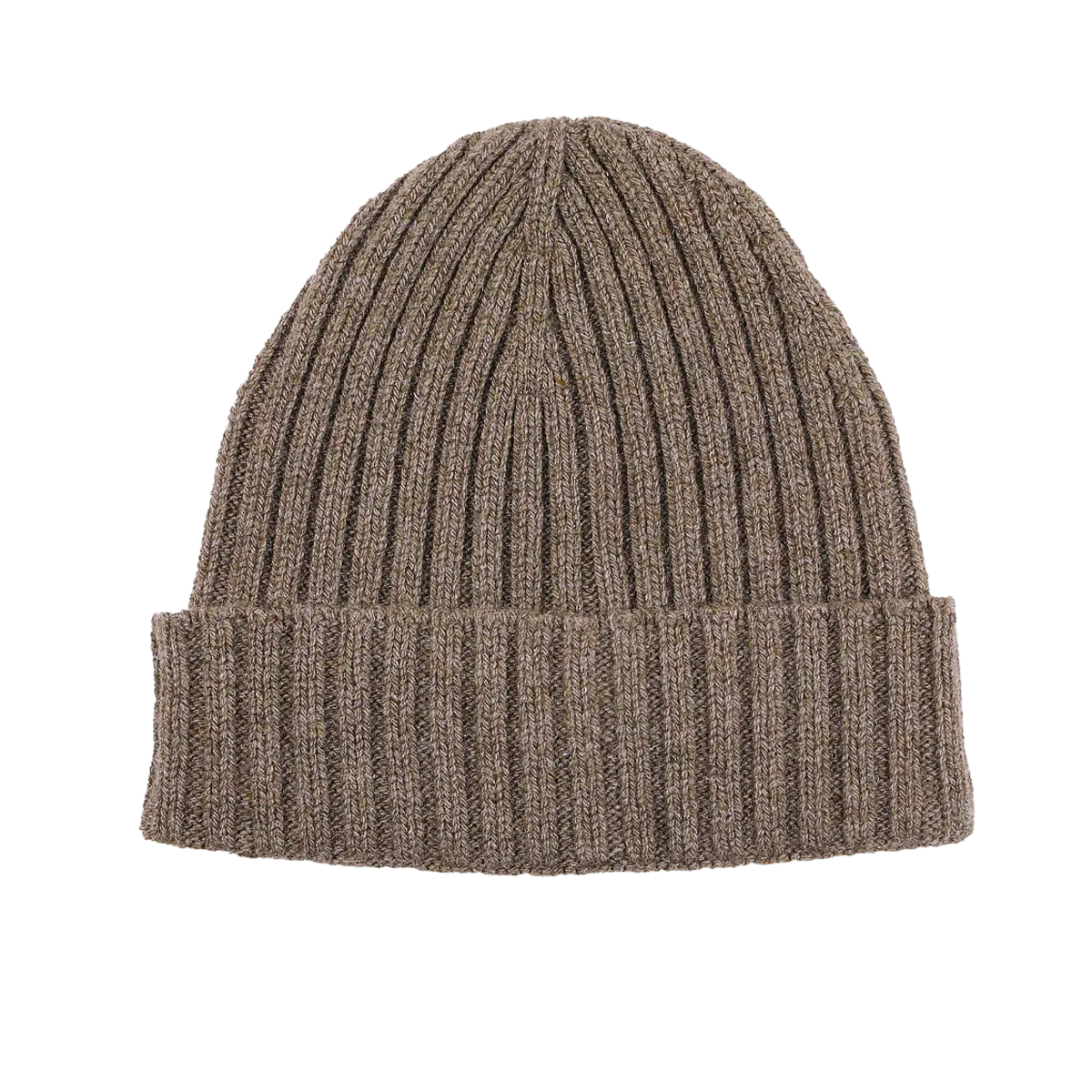 Corteccia Brown Ribbed Cashmere Beanie