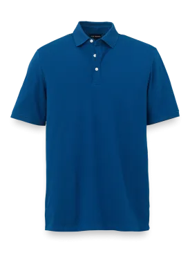 Cotton Blend Three Button Polo - Navy