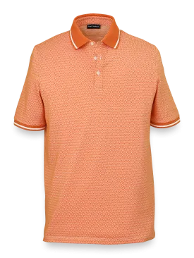 Cotton Blend Three Button Polo - Orange