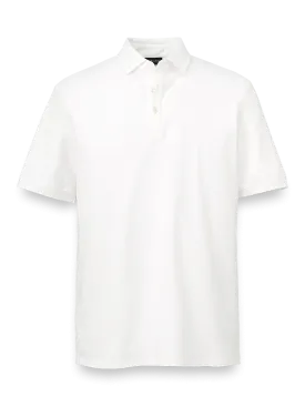 Cotton Blend Three Button Polo - White