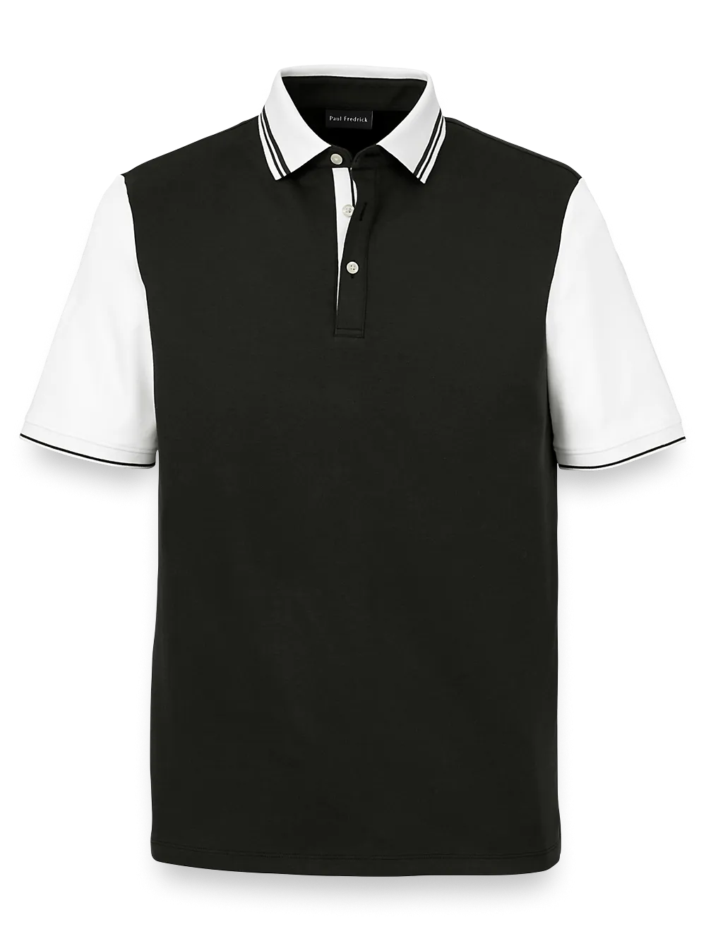 Cotton Three Button Polo - Black