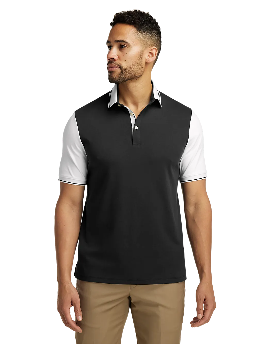 Cotton Three Button Polo - Black