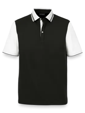 Cotton Three Button Polo - Black