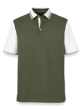 Cotton Three Button Polo - Olive