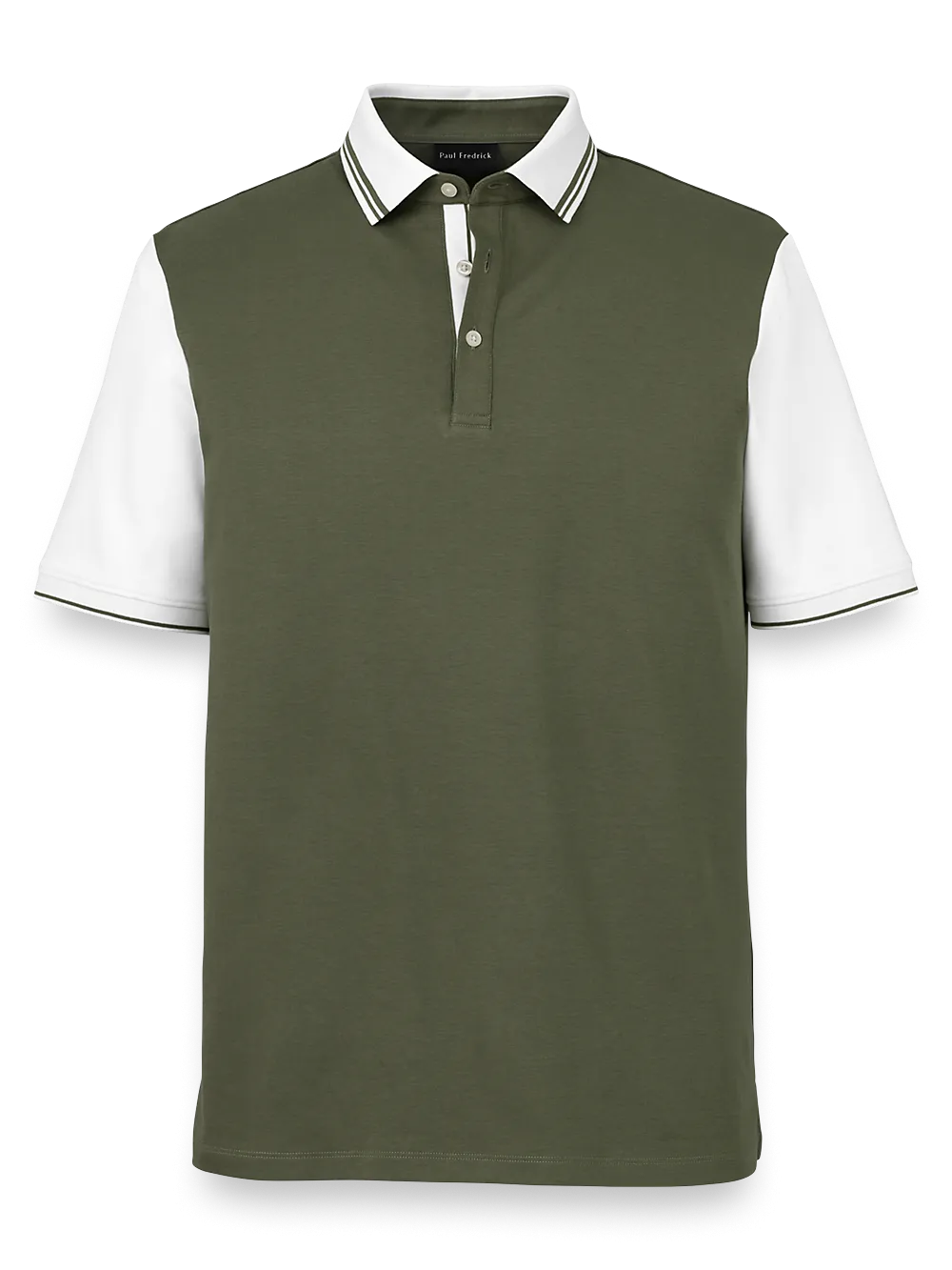 Cotton Three Button Polo - Olive