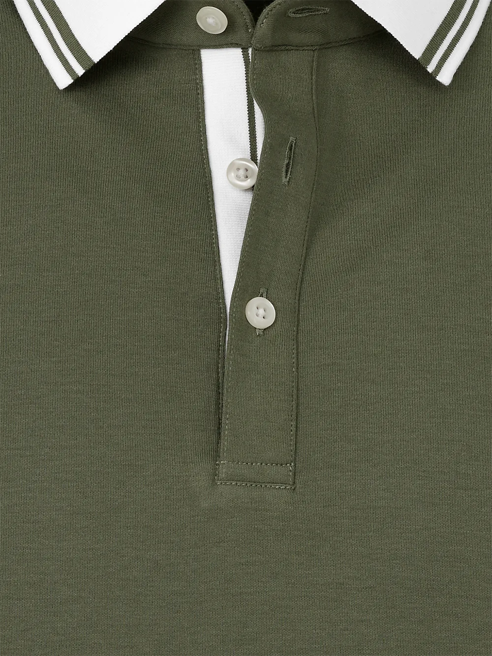 Cotton Three Button Polo - Olive