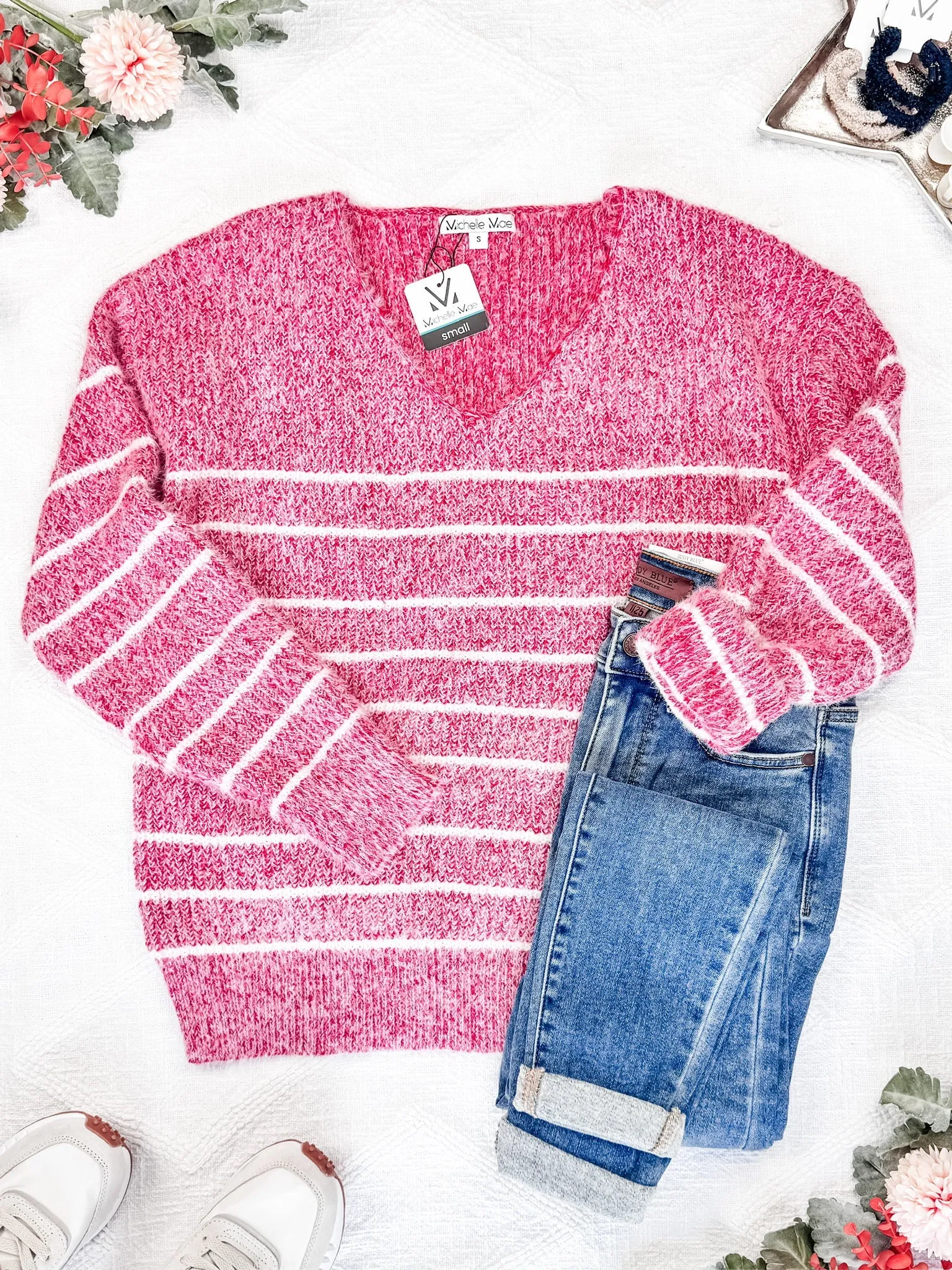 Cozy Striped Sweater - Red IN STOCK