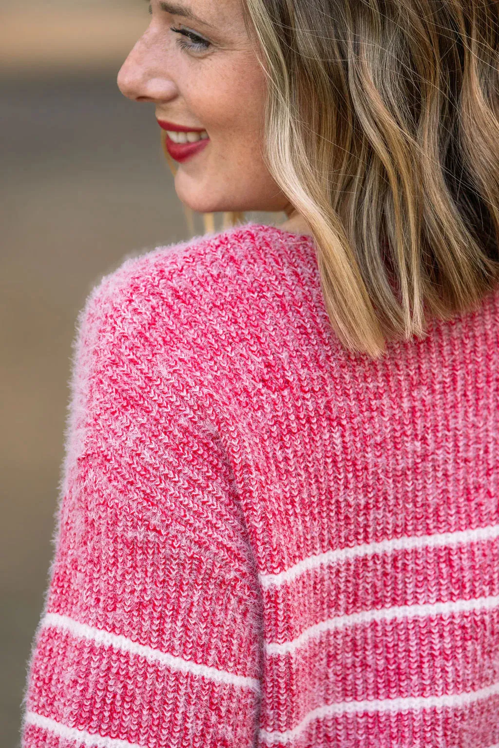 Cozy Striped Sweater - Red