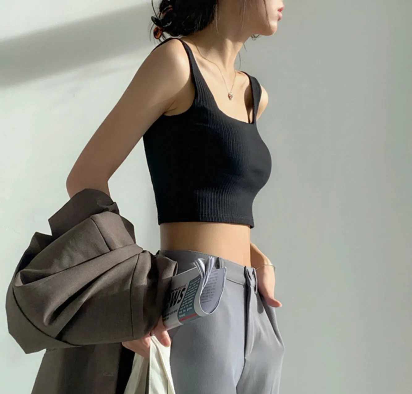 Cropped Tank Top with Built-in Paddings (preorder/ 5 colours)