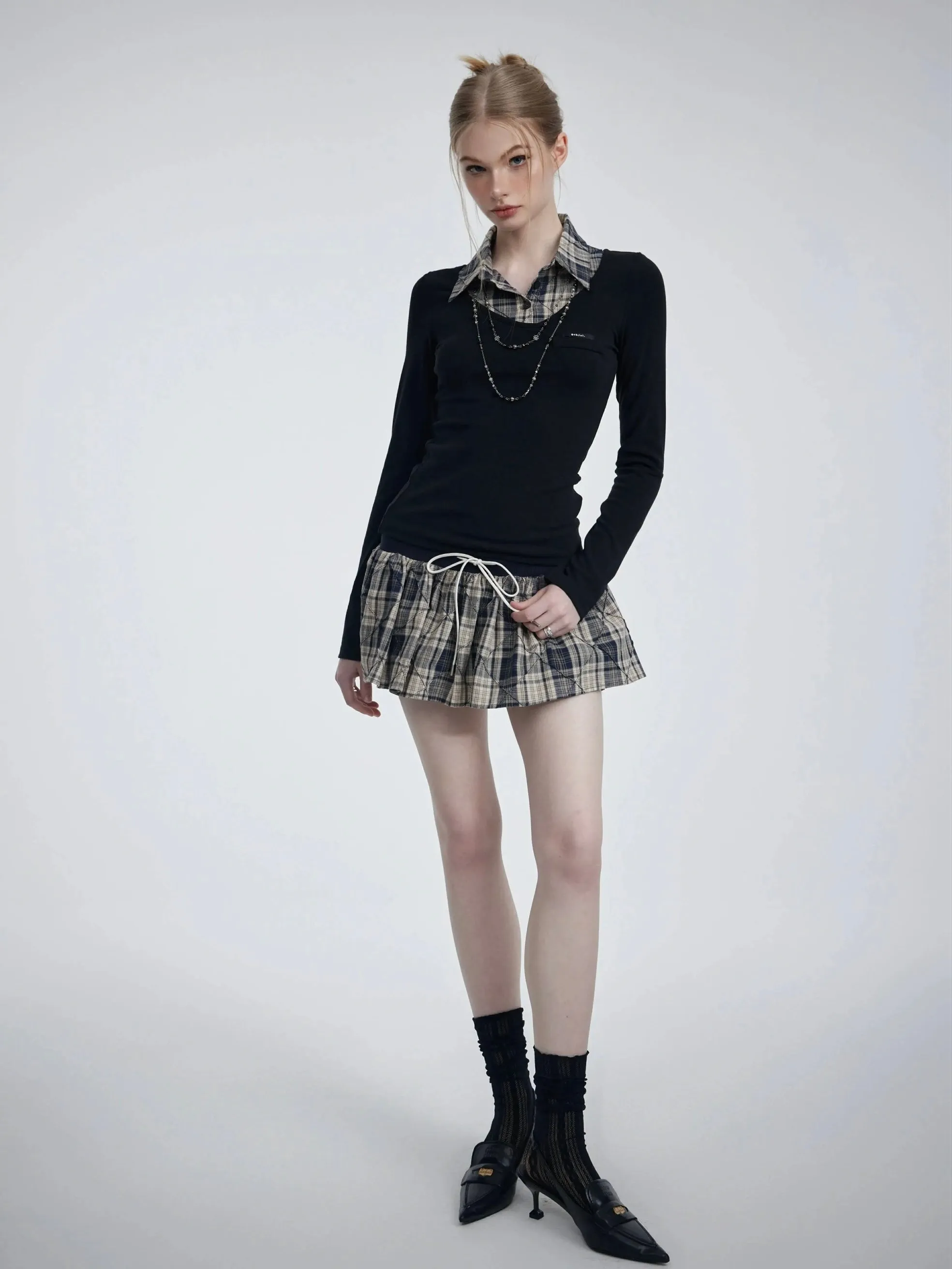 [Customizable] Campus Chic School Girl Mini Dress Sweater Set