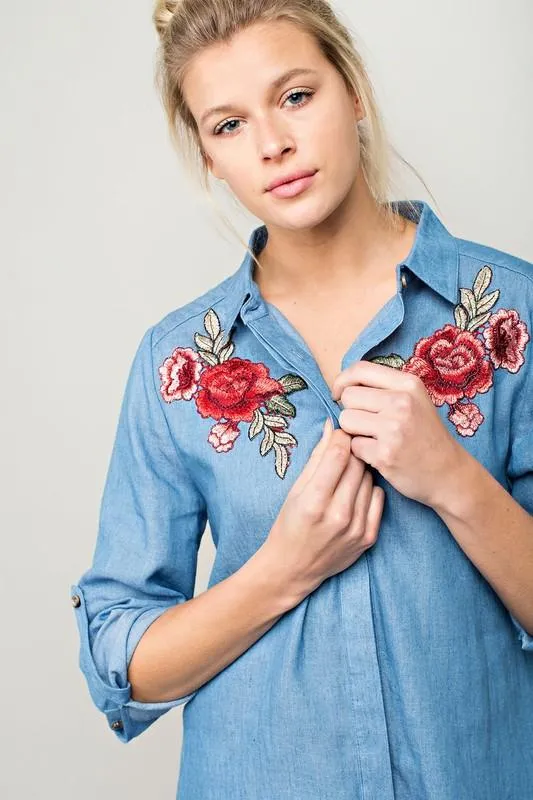 Desert Rose Denim Long Shirt