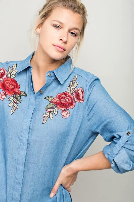 Desert Rose Denim Long Shirt