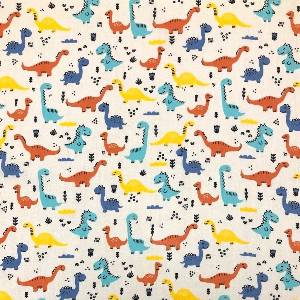 Dinosaurs Polycotton Fabric