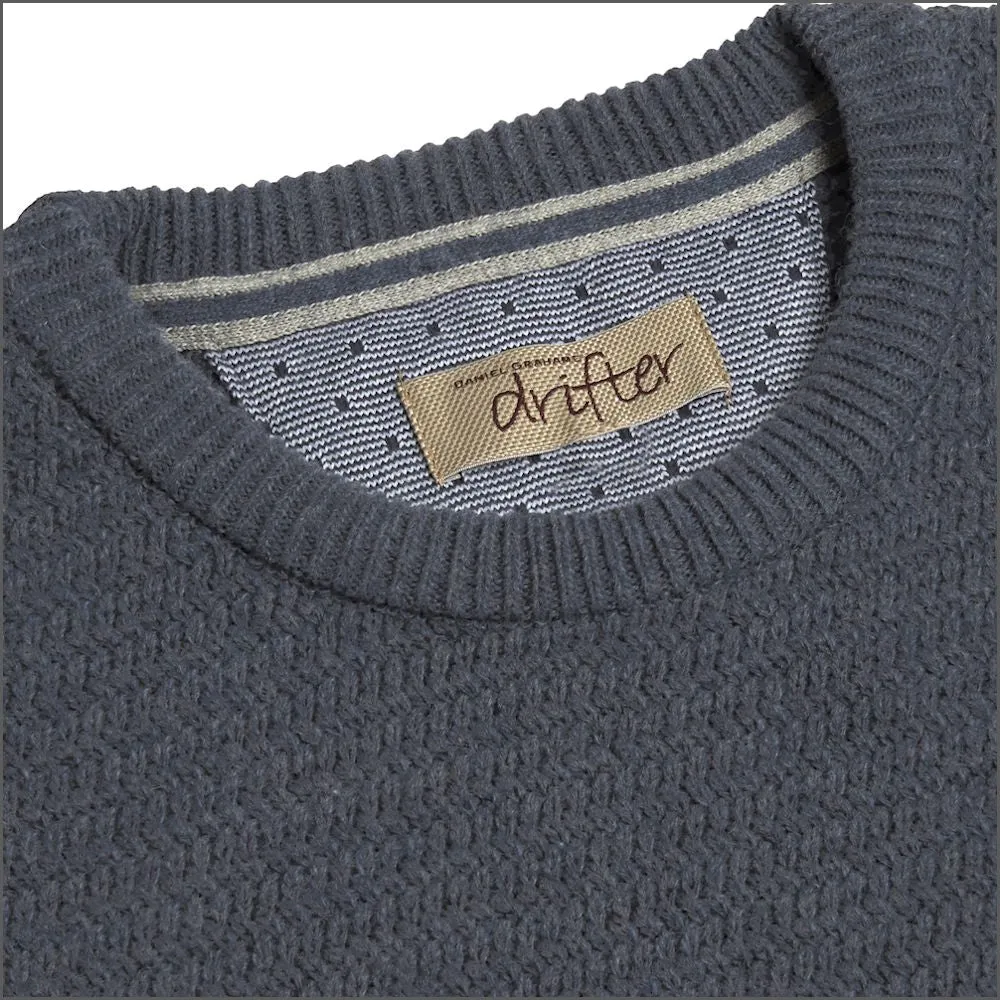 Drifter Blue Chunky Knit Crew Neck^