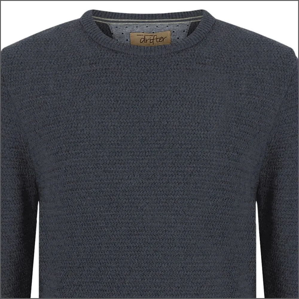 Drifter Blue Chunky Knit Crew Neck^